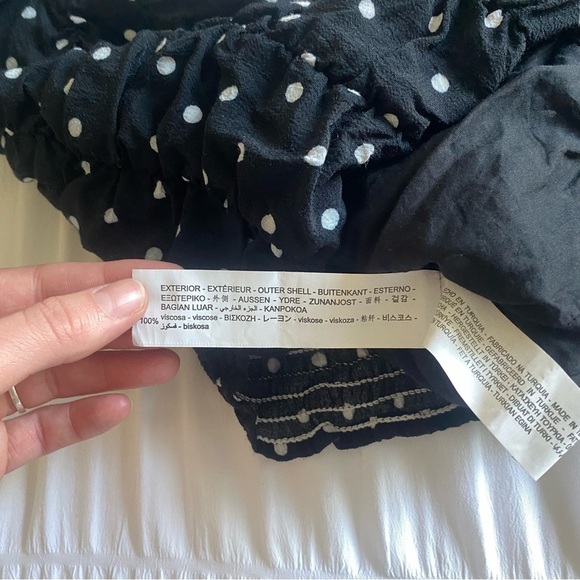 ZARA balloon sleeve black and white polka dot corset crop top size Small - Picture 7 of 14